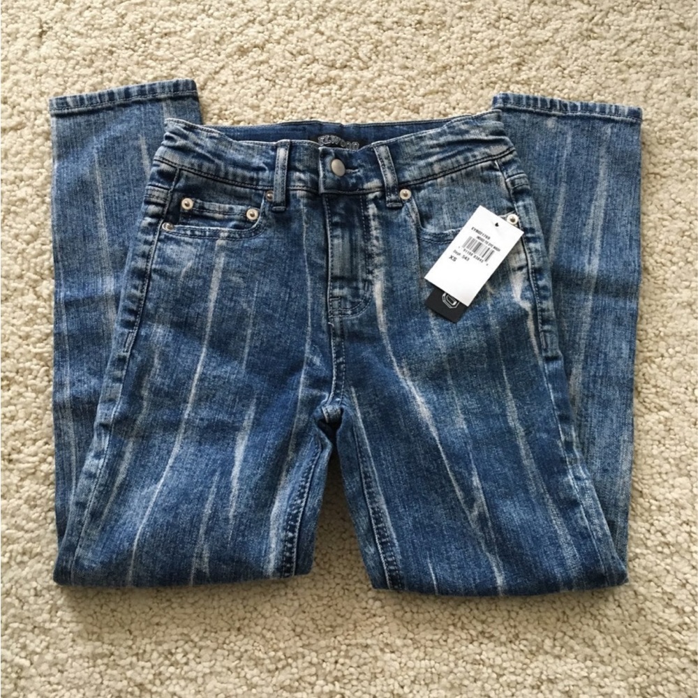 New Elwood jeans denim tie dye wash stripe pattern XS 6 7 boys straight skinny
